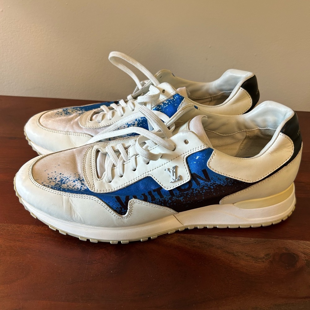 Louis Vuitton Cream and Blue Sneakers